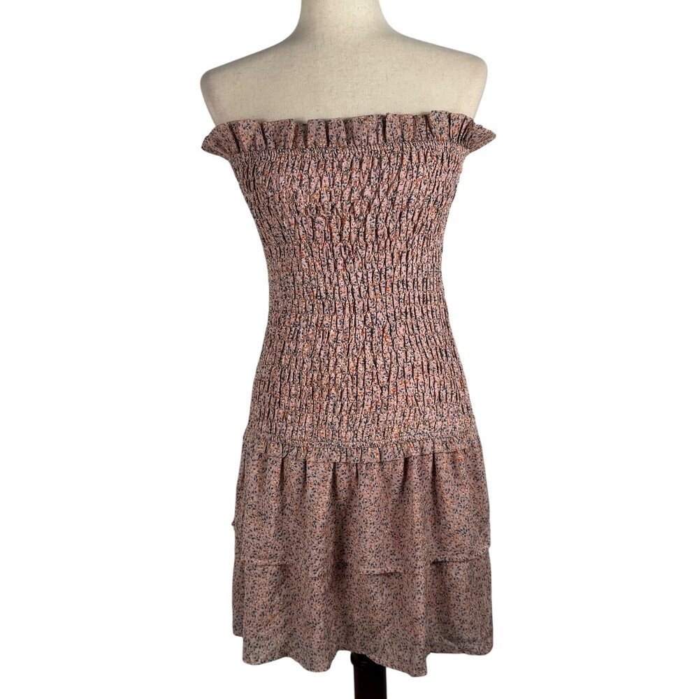 Like new! STORIA Strapless Stretch Smocked Floral Mini Dress Size Medium